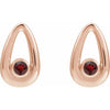 Silver Natural Mozambique Garnet 3 mm Geometric Earrings