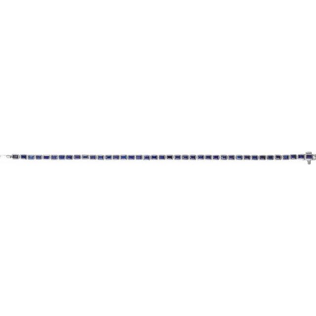 14K Yellow Gold, 7x5 mm Lab-Grown Blue Sapphire Bracelet