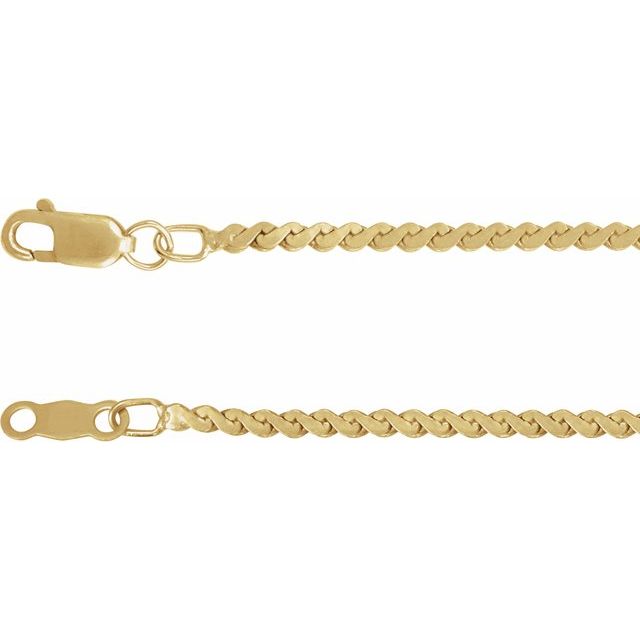 14K Yellow Gold, 1.7 mm Serpentine 7" Chain – Elegant Design