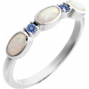 14K Gold Natural Turquoise Cabochon And Natural Peridot Stackable Ring