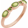 14K White Gold Natural Turquoise & Peridot Stackable Ring