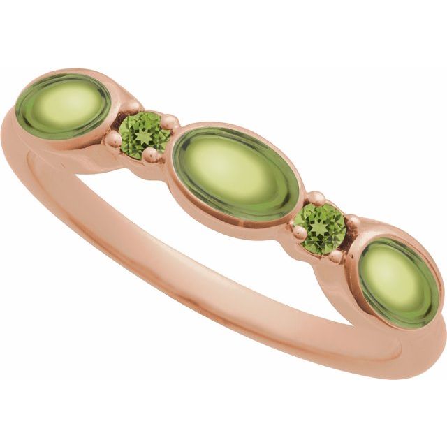 14K White Gold Natural Turquoise & Peridot Stackable Ring