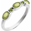 14K White Gold Natural Turquoise & Peridot Stackable Ring