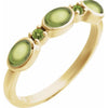 14K White Gold Natural Turquoise & Peridot Stackable Ring