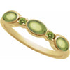 14K White Gold Natural Turquoise & Peridot Stackable Ring