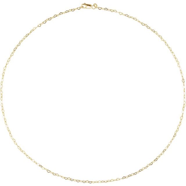 14K Yellow Gold 1.9 mm Heart 18" Chain - Elegant Design