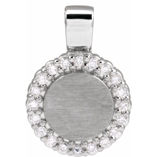 14K Gold Natural Diamond Engravable Pendant