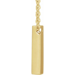 Engravable Three-Sided Bar Necklace in 14K Gold, Sterling Silver & Platinum