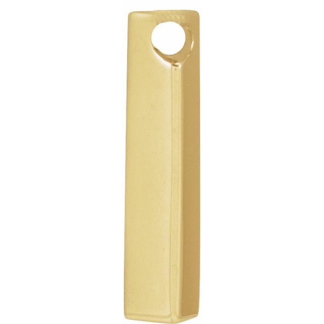 14K Gold Engravable Three-Sided Bar Pendant