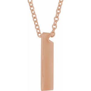 Engravable Three-Sided Bar Necklace in 14K Gold, Sterling Silver & Platinum