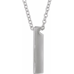 Engravable Three-Sided Bar Necklace in 14K Gold, Sterling Silver & Platinum