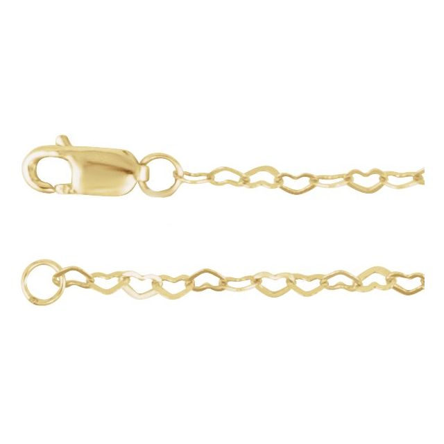 14K Yellow Gold 1.9 mm Heart 18" Chain - Elegant Design