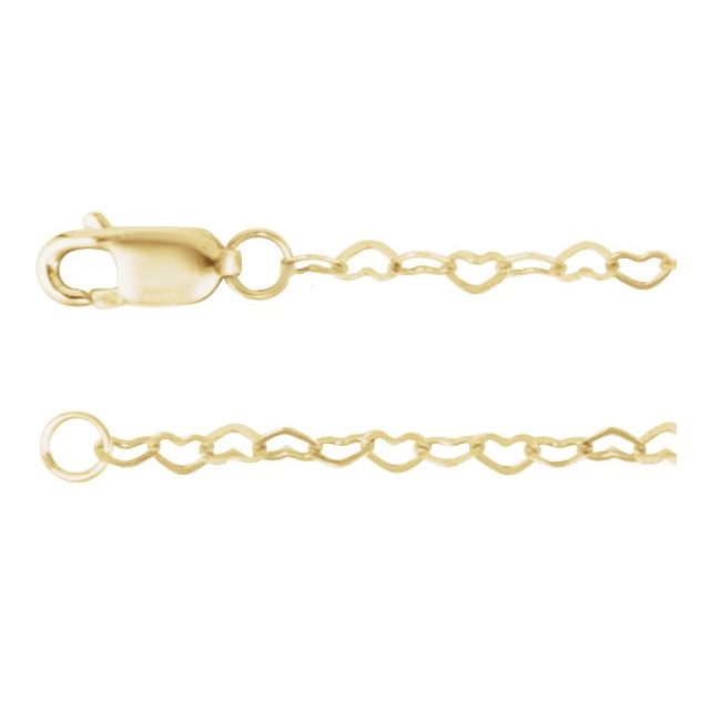 14K Yellow Gold 1.9 mm Heart 18" Chain - Elegant Design