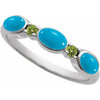 14K White Gold Natural Turquoise & Peridot Stackable Ring