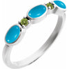 14K White Gold Natural Turquoise & Peridot Stackable Ring