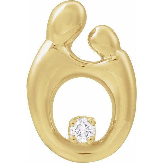 .03 CTW Natural Diamond Mother and Child Slide Pendant in 14K Gold