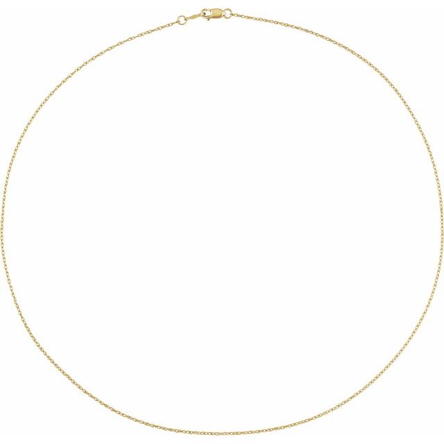 14K Yellow Gold, 7" 1 mm Polished Rope Chain Bracelet