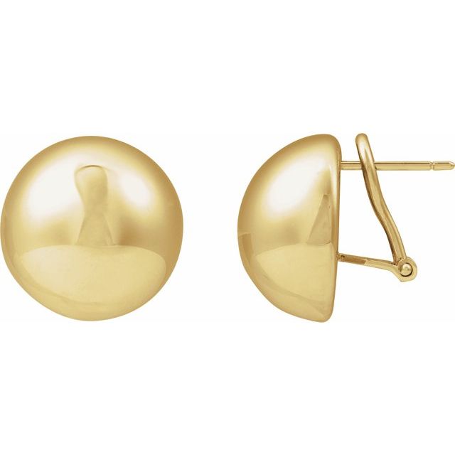 14K Yellow Gold 18 mm Polished Domed Clip-On Earrings