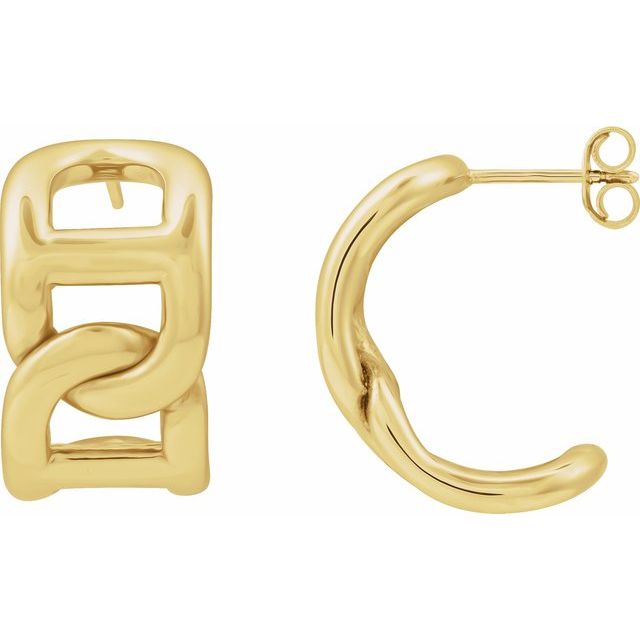14K Gold Electroform Anchor Chain Hoop Earrings