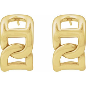 14K Yellow Gold 22 mm Anchor Chain Hoop Earrings - Elegant Design