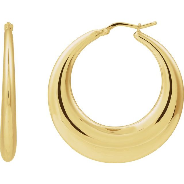 14K Yellow Gold 37.2 mm Classic Hoop Earrings - Elegant Design