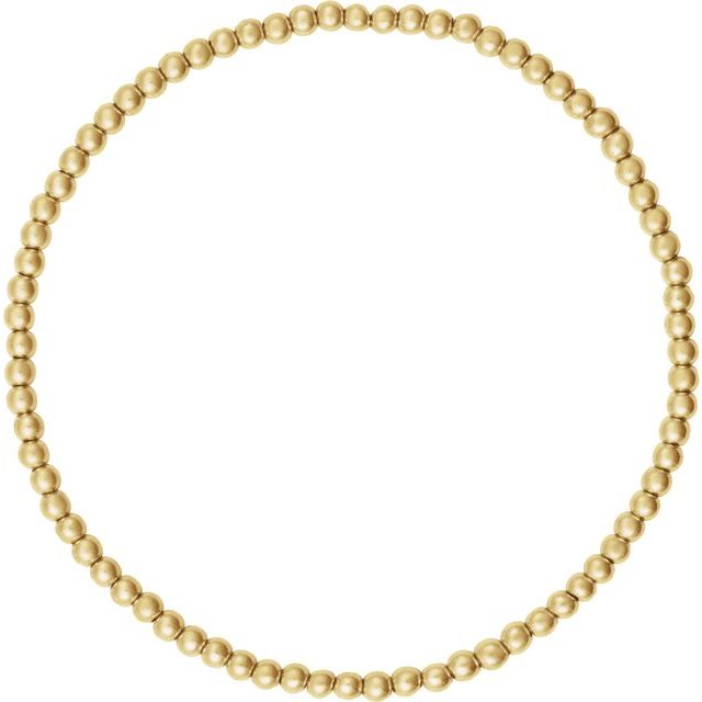 14K Gold, 2 mm Elastic Bead 16.5 cm Bracelet - Polished Design