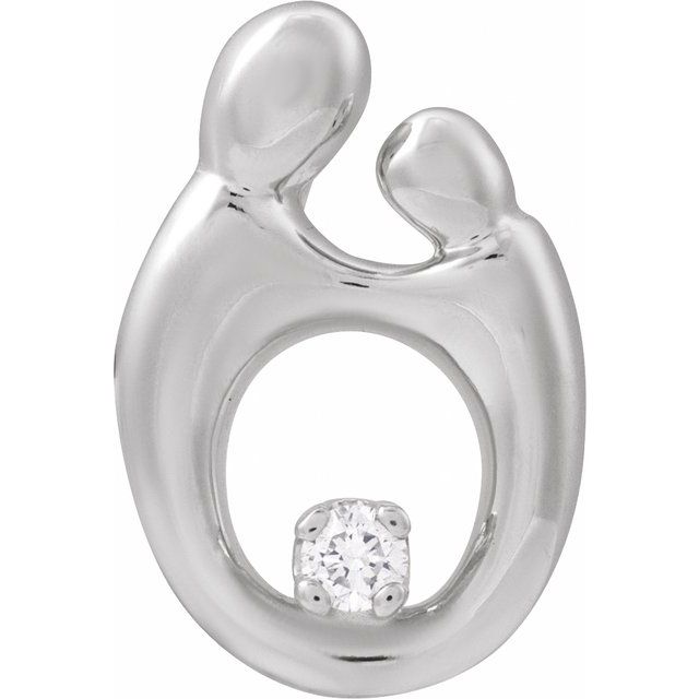 .03 CTW Natural Diamond Mother and Child Slide Pendant in 14K Gold