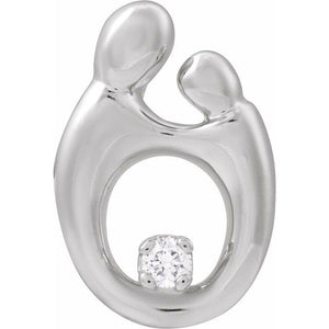 .03 CTW Natural Diamond Mother and Child Slide Pendant in 14K Gold