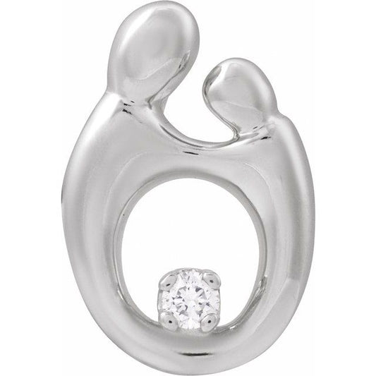 .03 CTW Natural Diamond Mother and Child Slide Pendant in 14K Gold