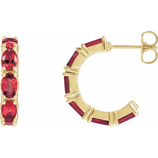 Platinum Natural Ruby Hoop Earrings