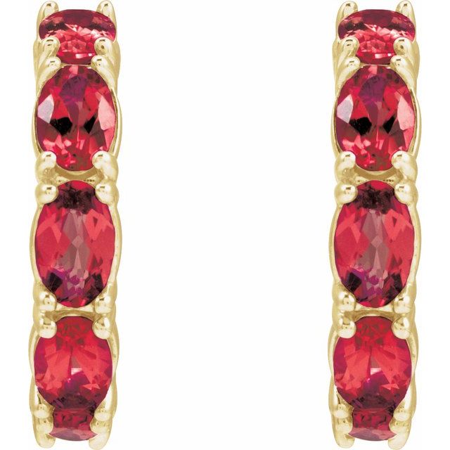 Natural Ruby Hoop Earrings