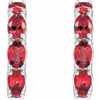 Platinum Oval Natural Ruby 5x3 mm Hoop Earrings – Luxurious Elegance