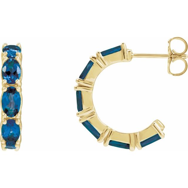 Lab-Grown Emerald Hoop Earrings | 14K Gold, Silver & Platinum | Lab-Grown Emerald (V2.1)