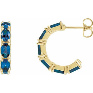 Lab-Grown Emerald Hoop Earrings | 14K Gold, Silver & Platinum | Lab-Grown Emerald (V2.1)