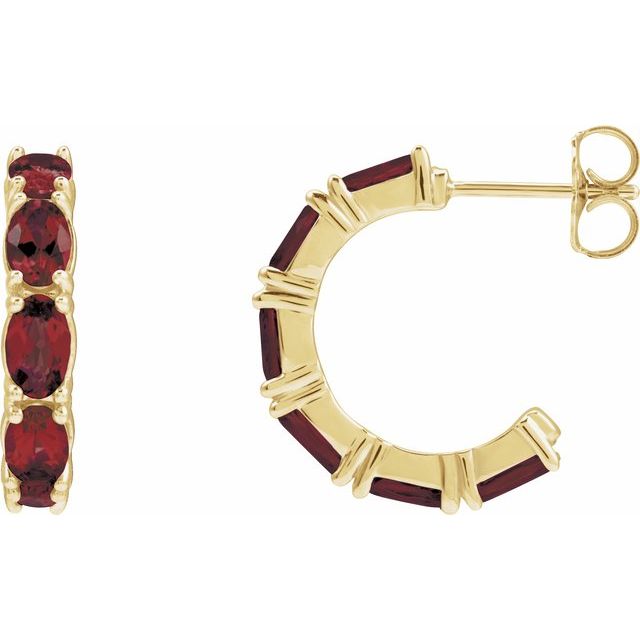 Platinum Natural Ruby Hoop Earrings