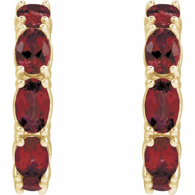 Platinum Oval Natural Ruby 5x3 mm Hoop Earrings – Luxurious Elegance