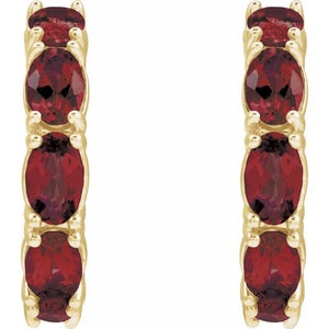 Platinum Oval Natural Ruby 5x3 mm Hoop Earrings – Luxurious Elegance