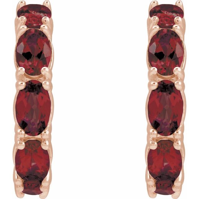 Platinum Oval Natural Ruby 5x3 mm Hoop Earrings – Luxurious Elegance