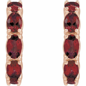 Platinum Oval Natural Ruby 5x3 mm Hoop Earrings – Luxurious Elegance