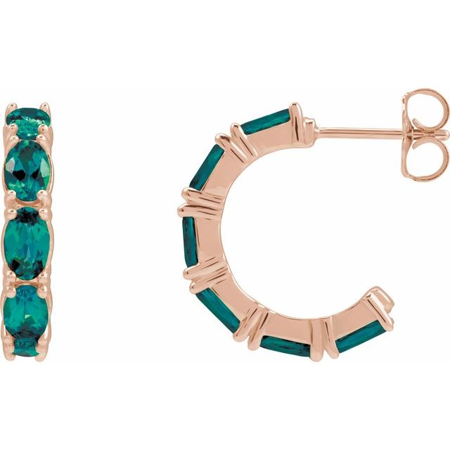 Lab-Grown Emerald & Gemstone Hoop Earrings in 14K Gold, Silver & Platinum