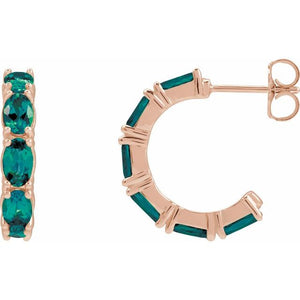 Lab-Grown Emerald & Gemstone Hoop Earrings in 14K Gold, Silver & Platinum