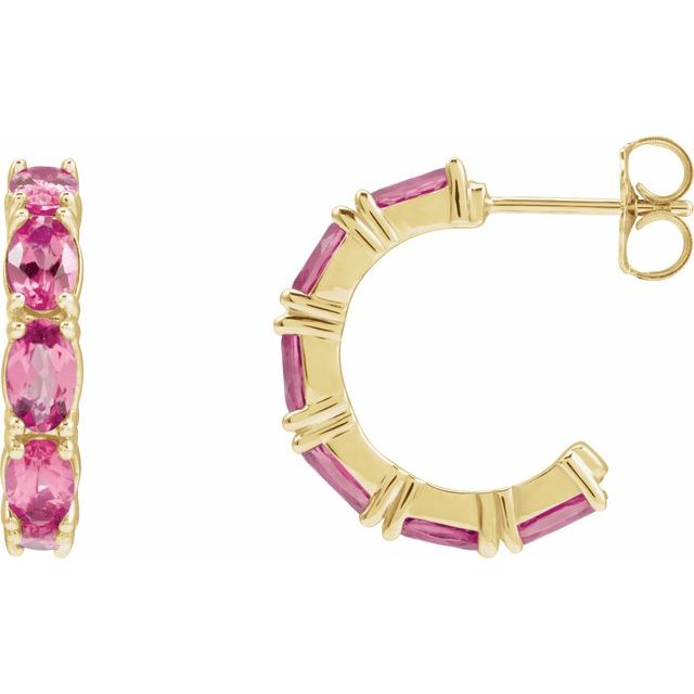 Platinum Natural Ruby Hoop Earrings