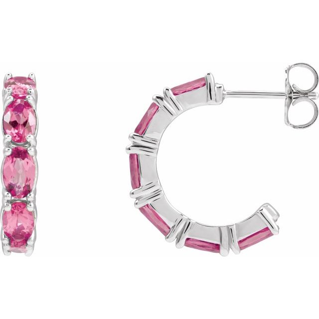 Platinum Natural Ruby Hoop Earrings
