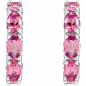 Platinum Oval Natural Ruby 5x3 mm Hoop Earrings – Luxurious Elegance