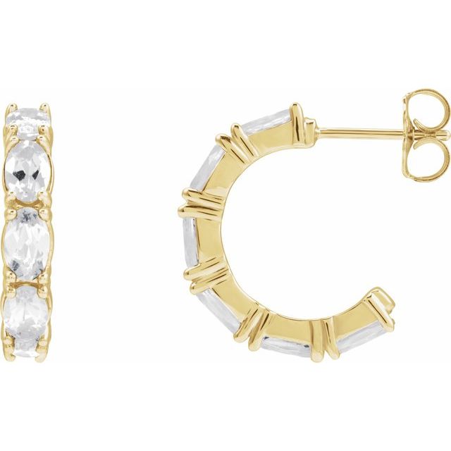 Natural Gemstone Hoop Earrings in 14K Gold, Silver & Platinum