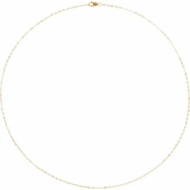 14K Yellow Gold 0.8 mm Heart 7" Chain – Elegant Flat Design