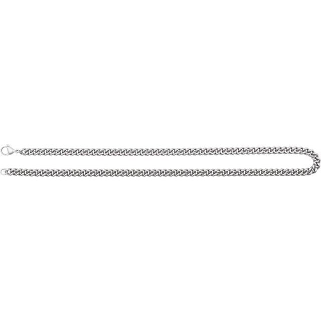 Stainless Steel 6.3 mm Curb 8 Inch Chain - Polished Finish