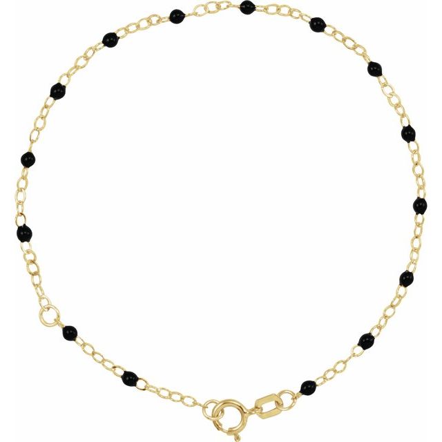 14K Gold Enamel Bead Adjustable Chain