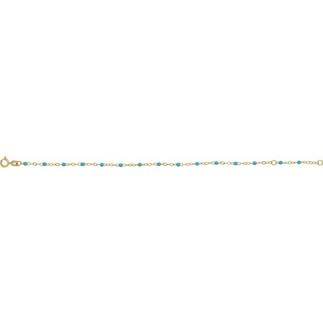 14K Gold Enamel Bead Adjustable Chain