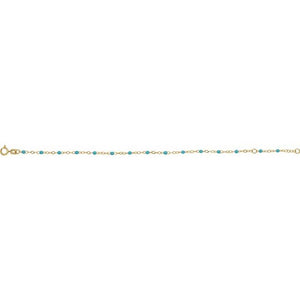 14K Gold Enamel Bead Adjustable Chain